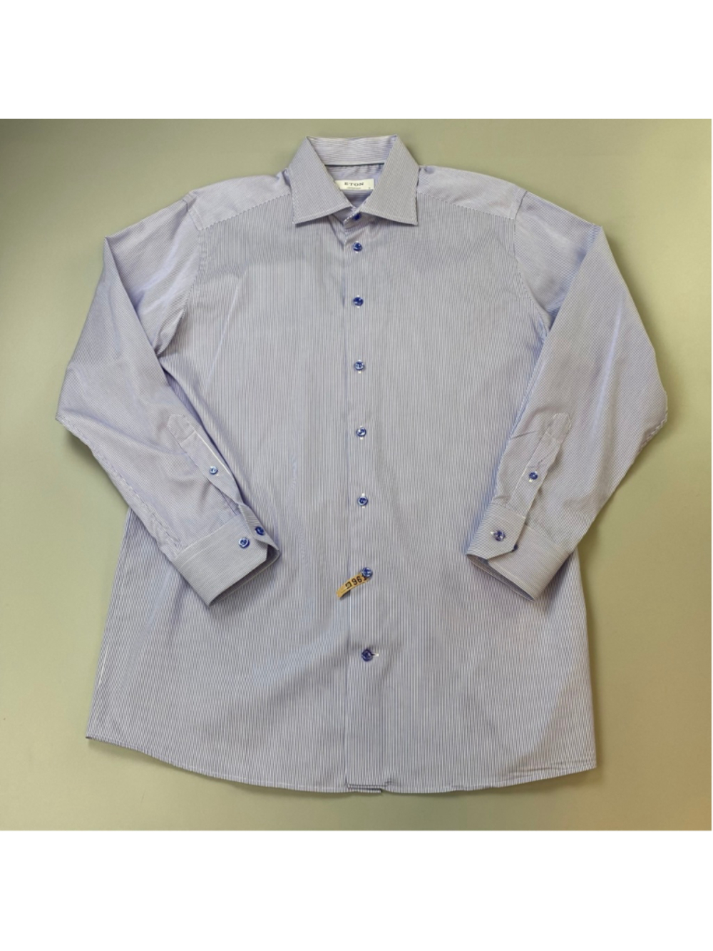 ETON Dress Shirt Mens 41 Neck 16 Blue White Stripe Quiet Luxury Old Money Cotton
